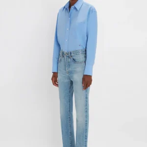 Button Detail Cropped Shirt In Rose Quartz